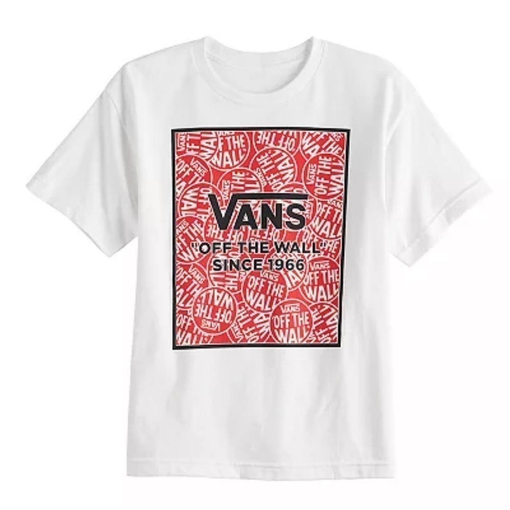 Boys Vans Off The Wall Graphic Tee White And Red Size M​​​​​​​​